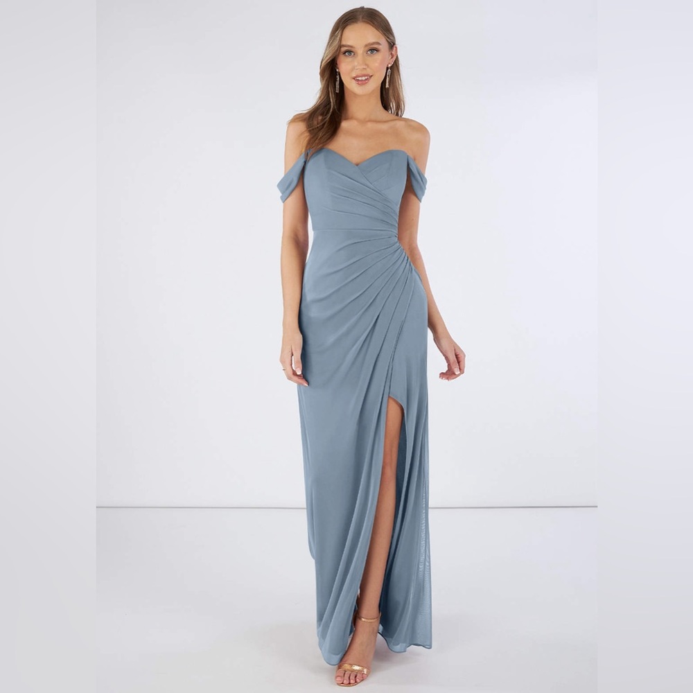 Azazie off the shoulder bridesmaid dress